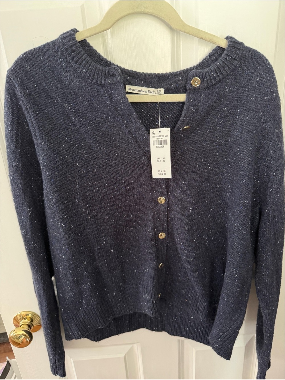 Abercrombie & Fitch Navy Speckled Button-Front Cardigan